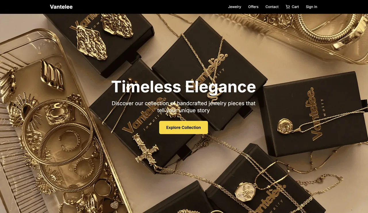Screenshot of Vantelee Jewelry